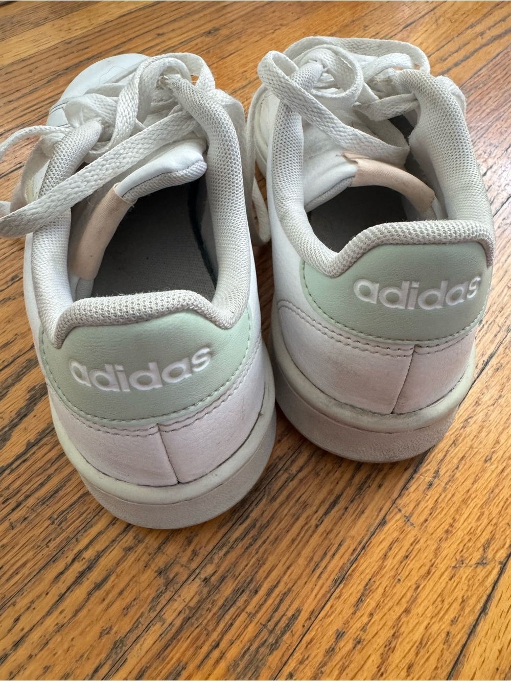 adidas women’s ' White and Mint Low-Top Sneakers